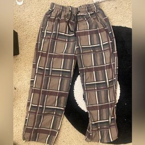 Drawstring Plaid Pants